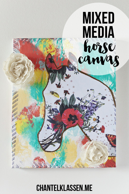 A quick and easy horse mixed media canvas with video.