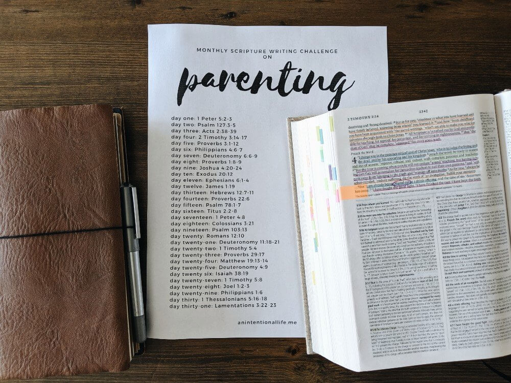 Monthly Scripture Writing Challenge - Parenting: Bible verses and passages on parenting