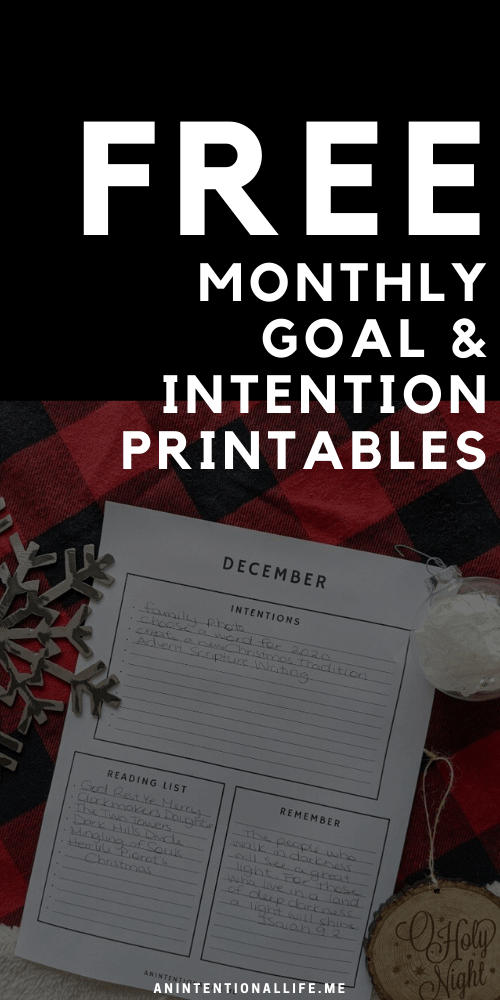 Free Printable Monthly Goal and Intention Sheets